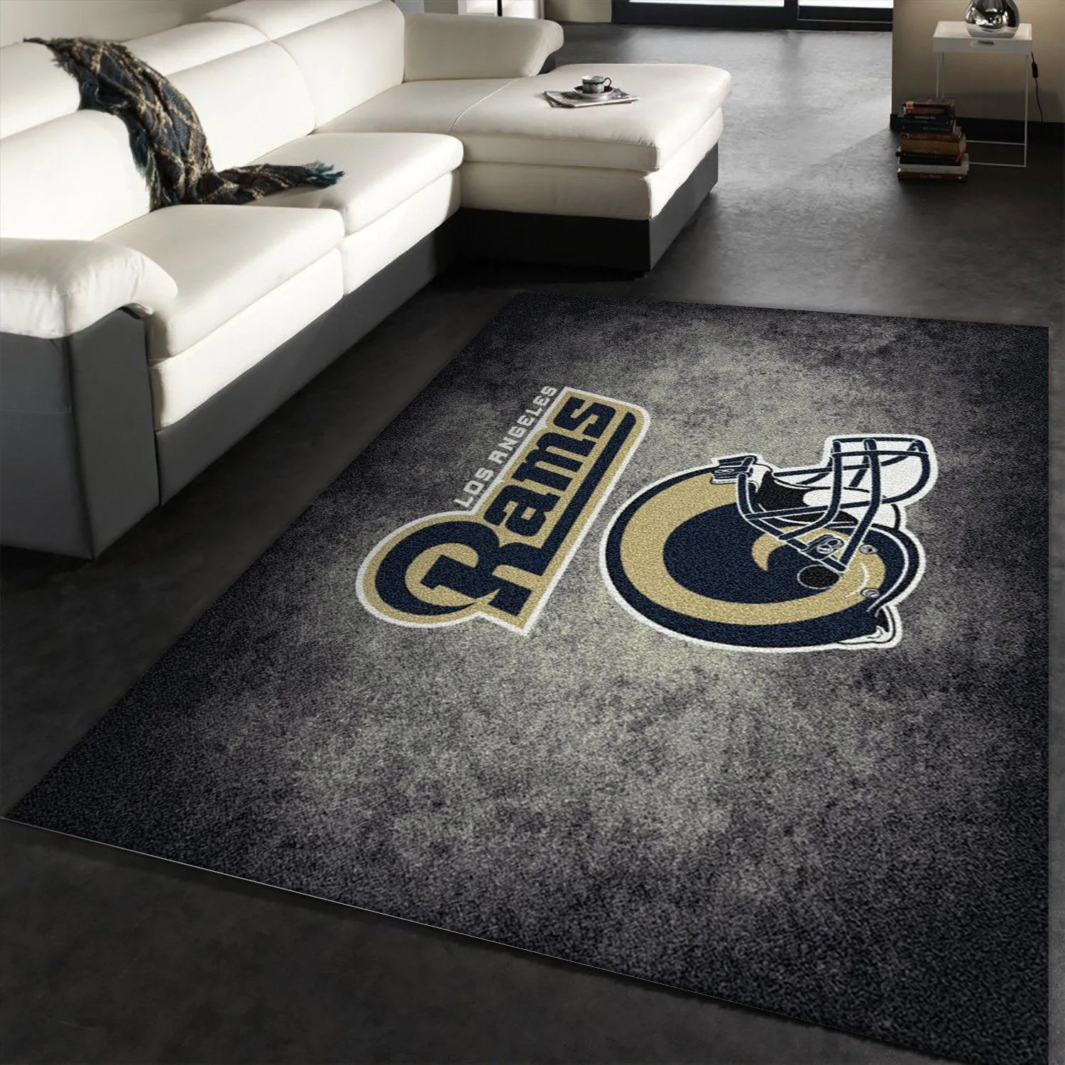 Milliken NFL Distressed Helmet Los Angeles Rams Team Logo Rug Rectangle Area Rugs Carpet For Living Room, Bedroom, Kitchen Rugs, Non-Slip Carpet 914UF-1573