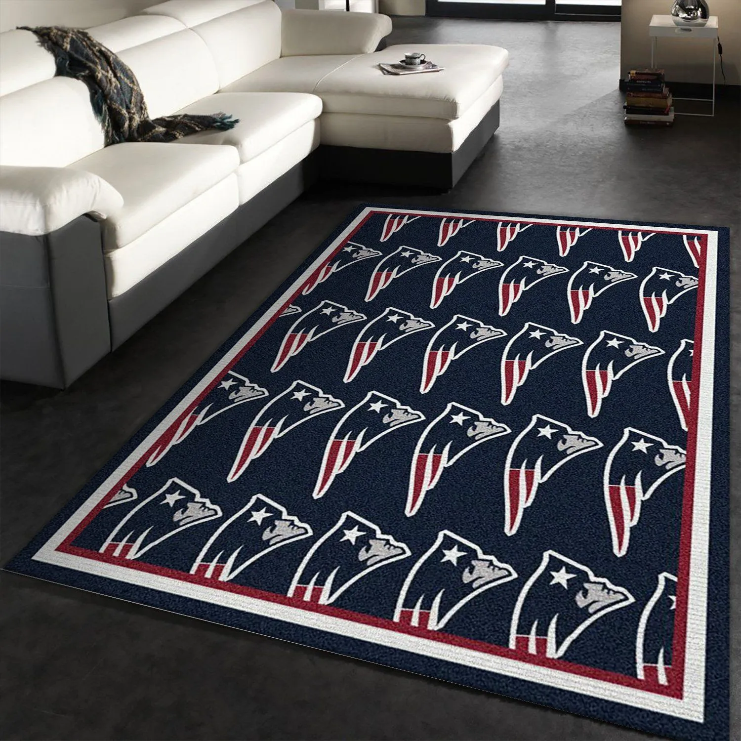 New England Patriots Repeat Rug NFL Team Rectangle Area Rugs Carpet For Living Room, Bedroom, Kitchen Rugs, Non-Slip Carpet 851LK-7922