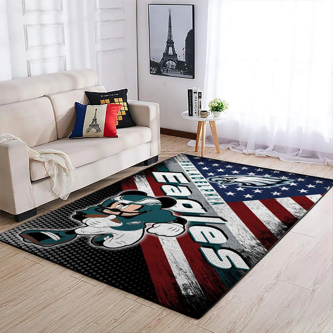 Philadelphia Eagles NFL Team Logo Mickey Us Style Nice Gift Rectangle Area Rugs Carpet For Living Room, Bedroom, Kitchen Rugs, Non-Slip Carpet 323PH-1842