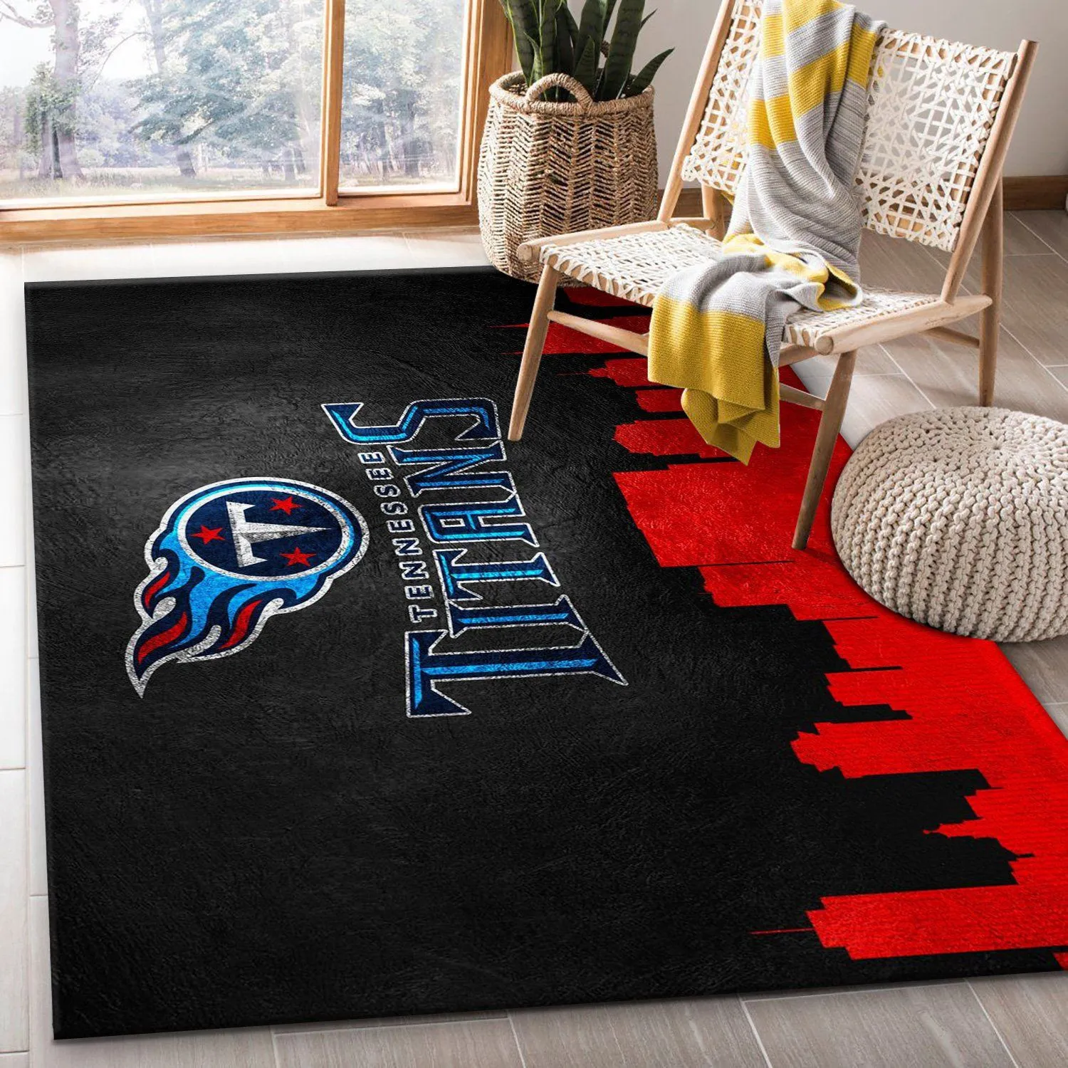 Tennessee Titans Skyline NFL Kitchen Rug Rectangle Area Rugs Carpet For Living Room, Bedroom, Kitchen Rugs, Non-Slip Carpet 443DE-5935