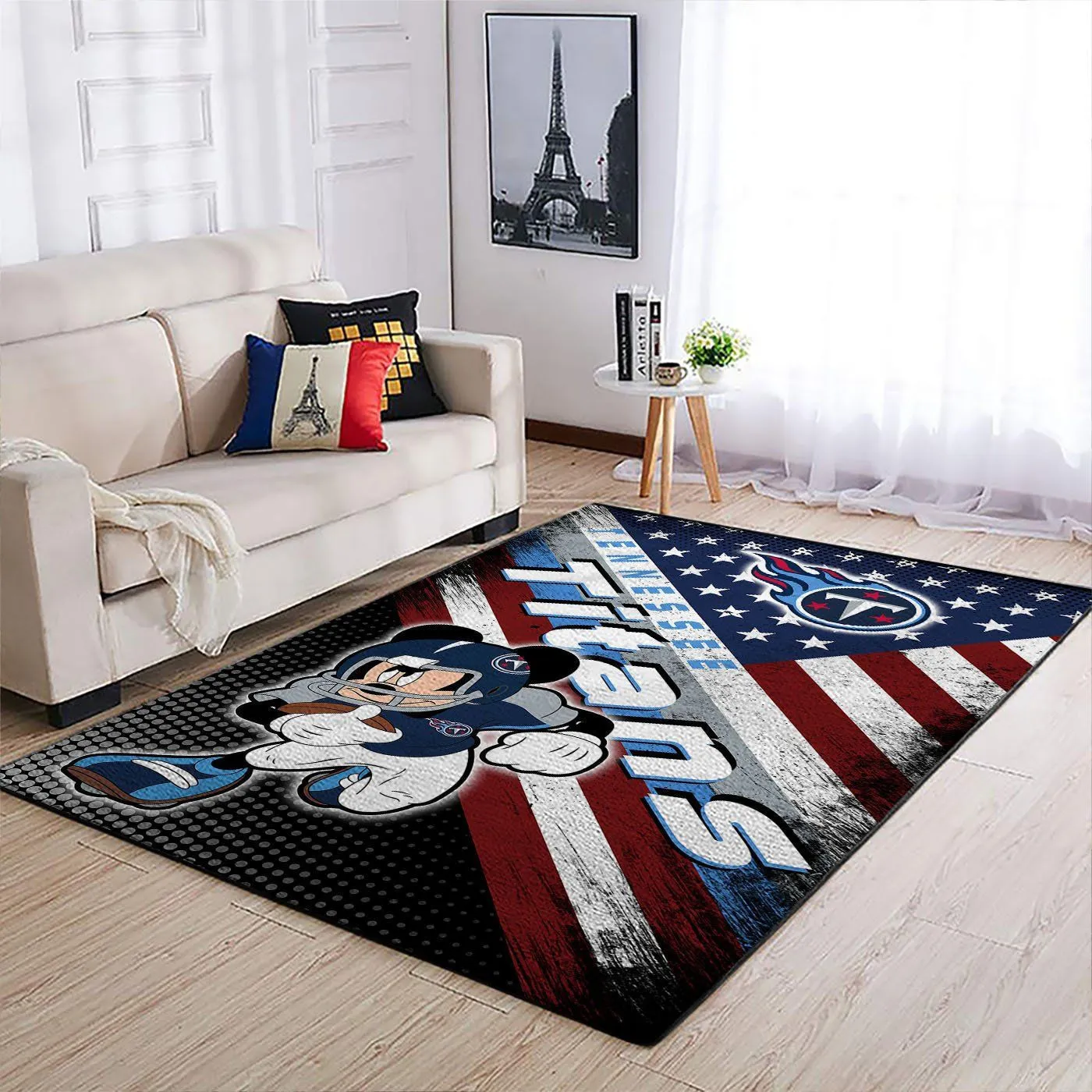 Tennessee Titans NFL Team Logo Mickey Us Style Nice Gift Rectangle Area Rugs Carpet For Living Room, Bedroom, Kitchen Rugs, Non-Slip Carpet 104MA-5811