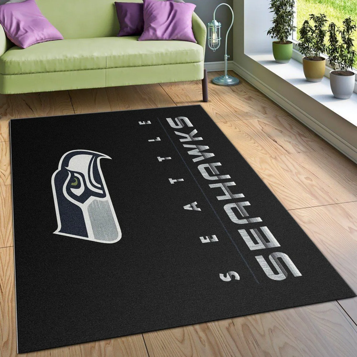 Seattle Seahawks Imperial Chrome Rug NFL For Christmas Rug Rectangle Area Rugs Carpet For Living Room, Bedroom, Kitchen Rugs, Non-Slip Carpet 487EU-2022