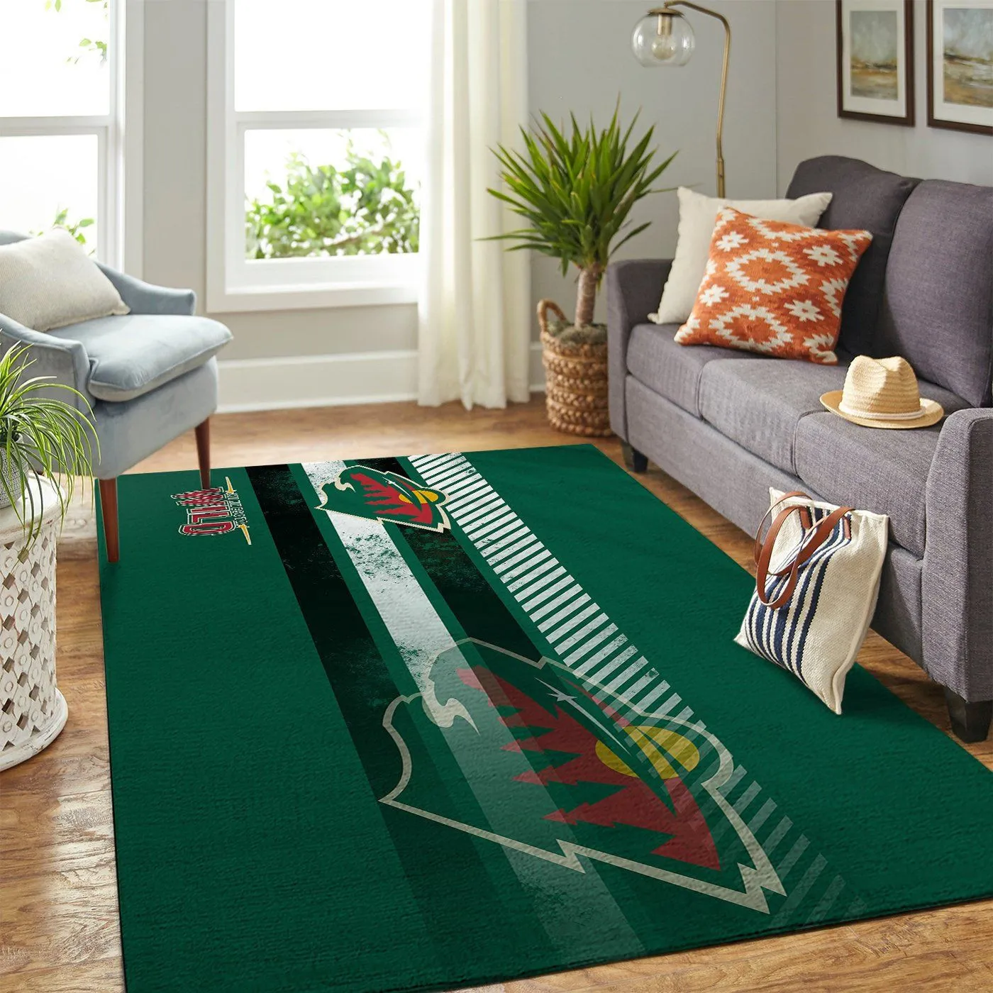 Minnesota Wild NHL Team Logo Nice Gift Rectangle Area Rugs Carpet For Living Room, Bedroom, Kitchen Rugs, Non-Slip Carpet 235TU-9947
