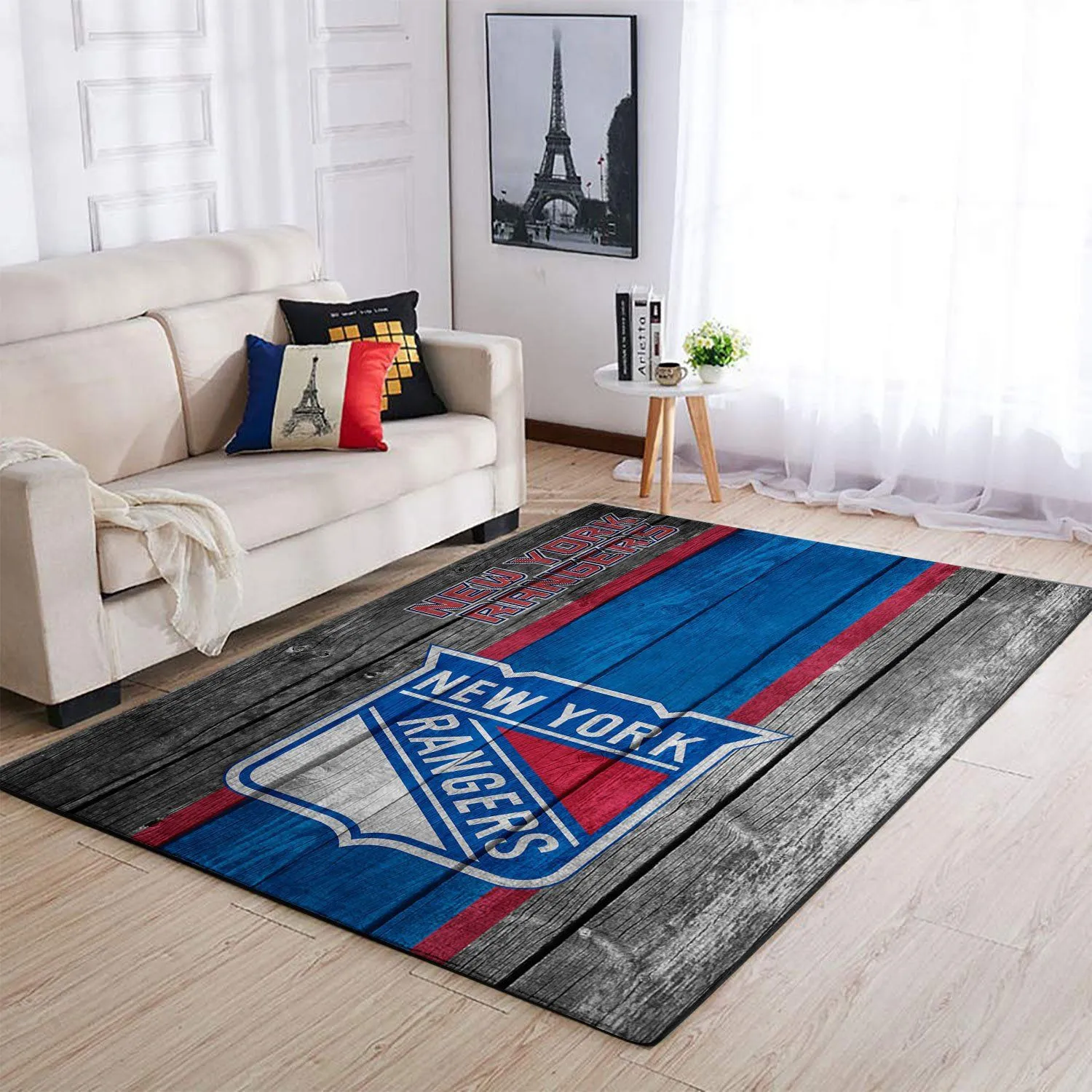 New York Rangers NHL Team Logo Wooden Style Nice Gift Rectangle Area Rugs Carpet For Living Room, Bedroom, Kitchen Rugs, Non-Slip Carpet 591ST-2314