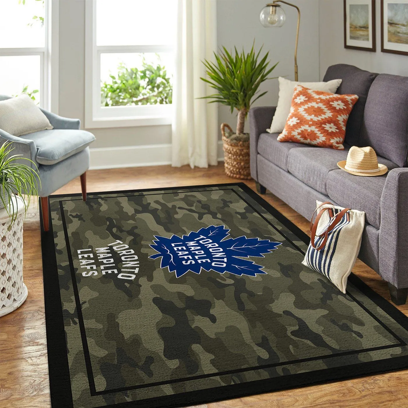 Toronto Maple Leafs NHL Team Logo Camo Style Nice Gift Rectangle Area Rugs Carpet For Living Room, Bedroom, Kitchen Rugs, Non-Slip Carpet 641OO-6843
