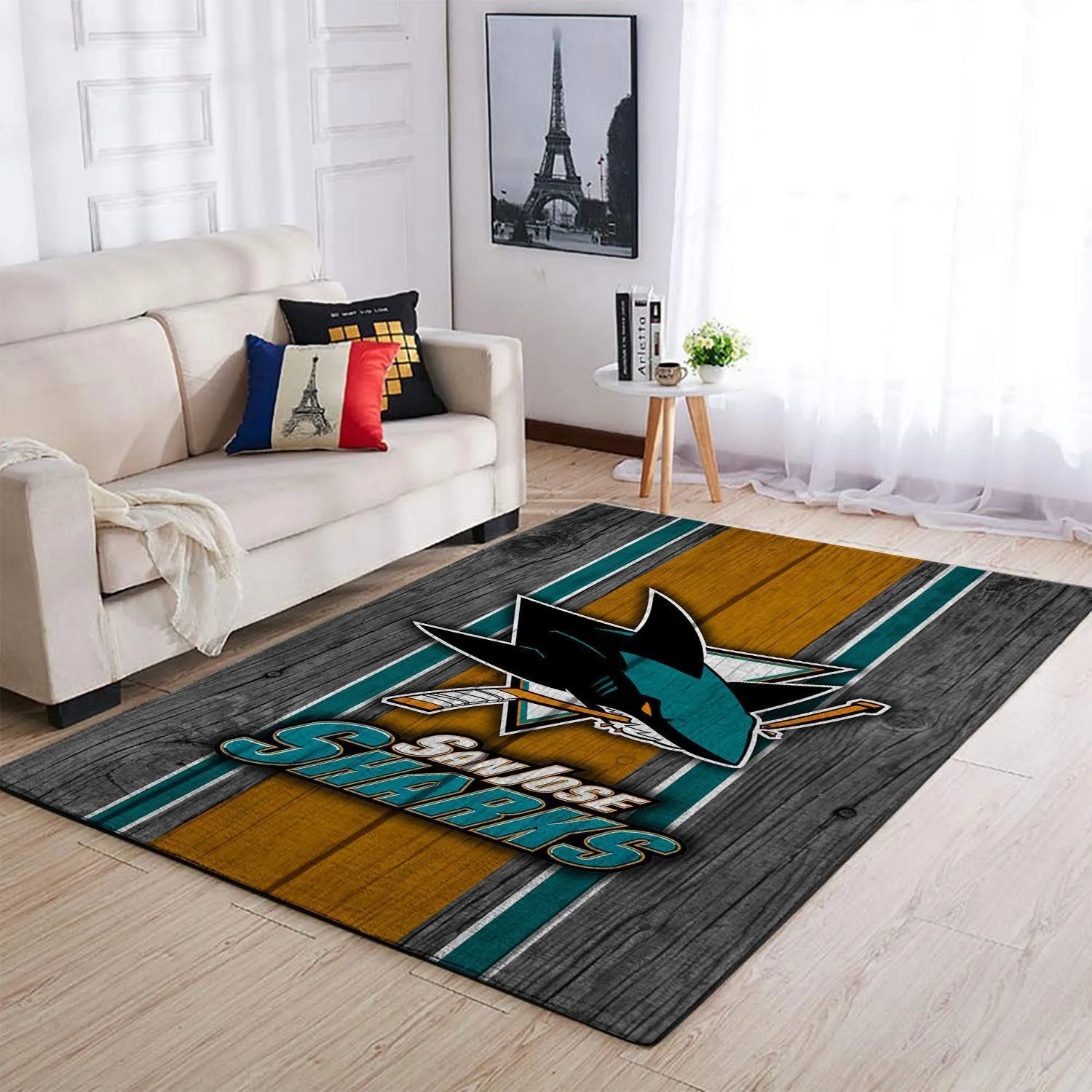 San Jose Sharks NHL Team Logo Style Nice Gift Rectangle Area Rugs Carpet For Living Room, Bedroom, Kitchen Rugs, Non-Slip Carpet 579RB-1338