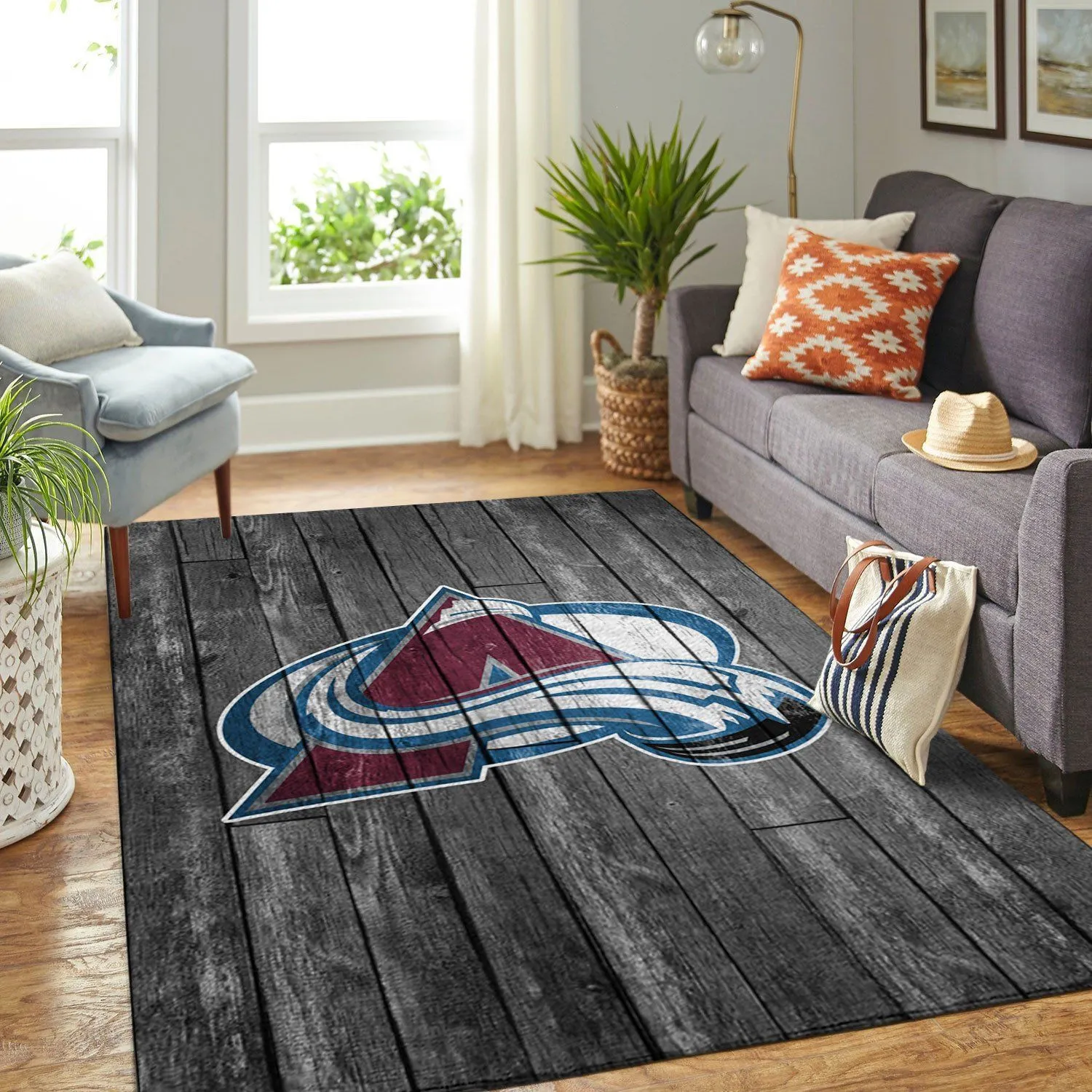 Colorado Avalanche NHL Team Logo Grey Wooden Style Nice Gift Home Decor Rectangle Area Rug Indoor Outdoor Rugs 147QY-5658