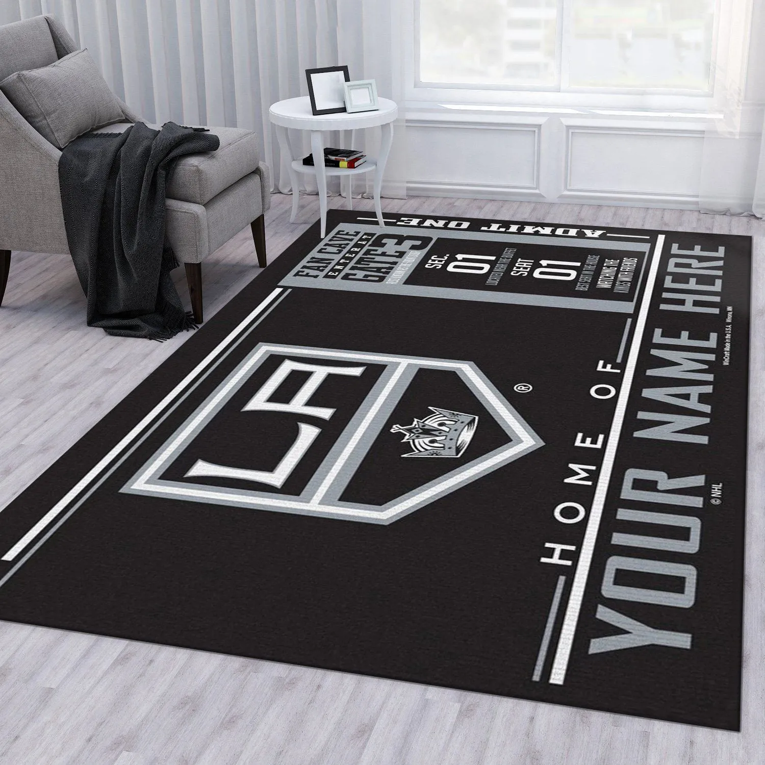 Customizable Los Angeles Kings Wincraft Personalized NHL Area Rug Living Room Rug Floor Decor Indoor Outdoor Rugs 360YY-2180
