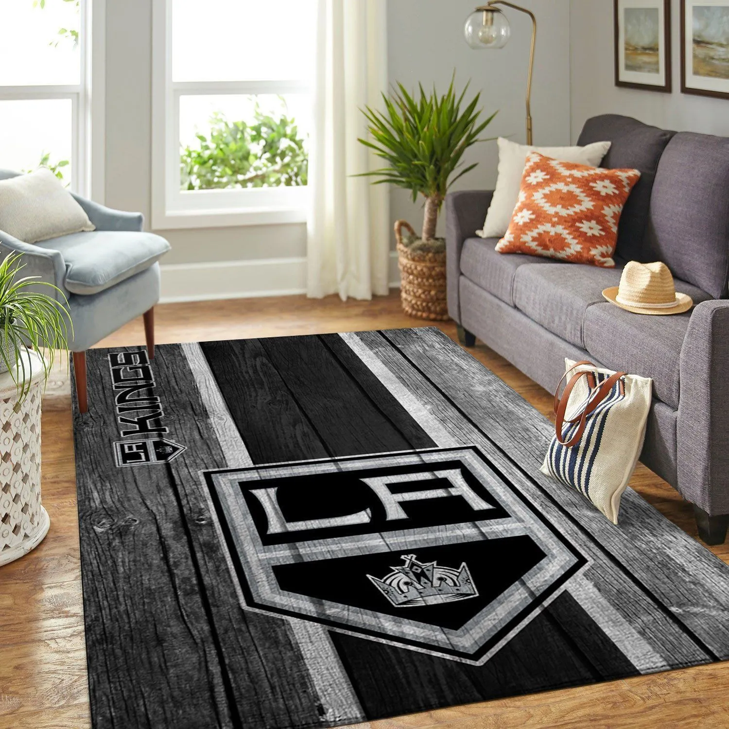 Los Angeles Kings NHL Team Logo Wooden Style Nice Gift Home Decor Rectangle Area Rug Indoor Outdoor Rugs 533JL-3249