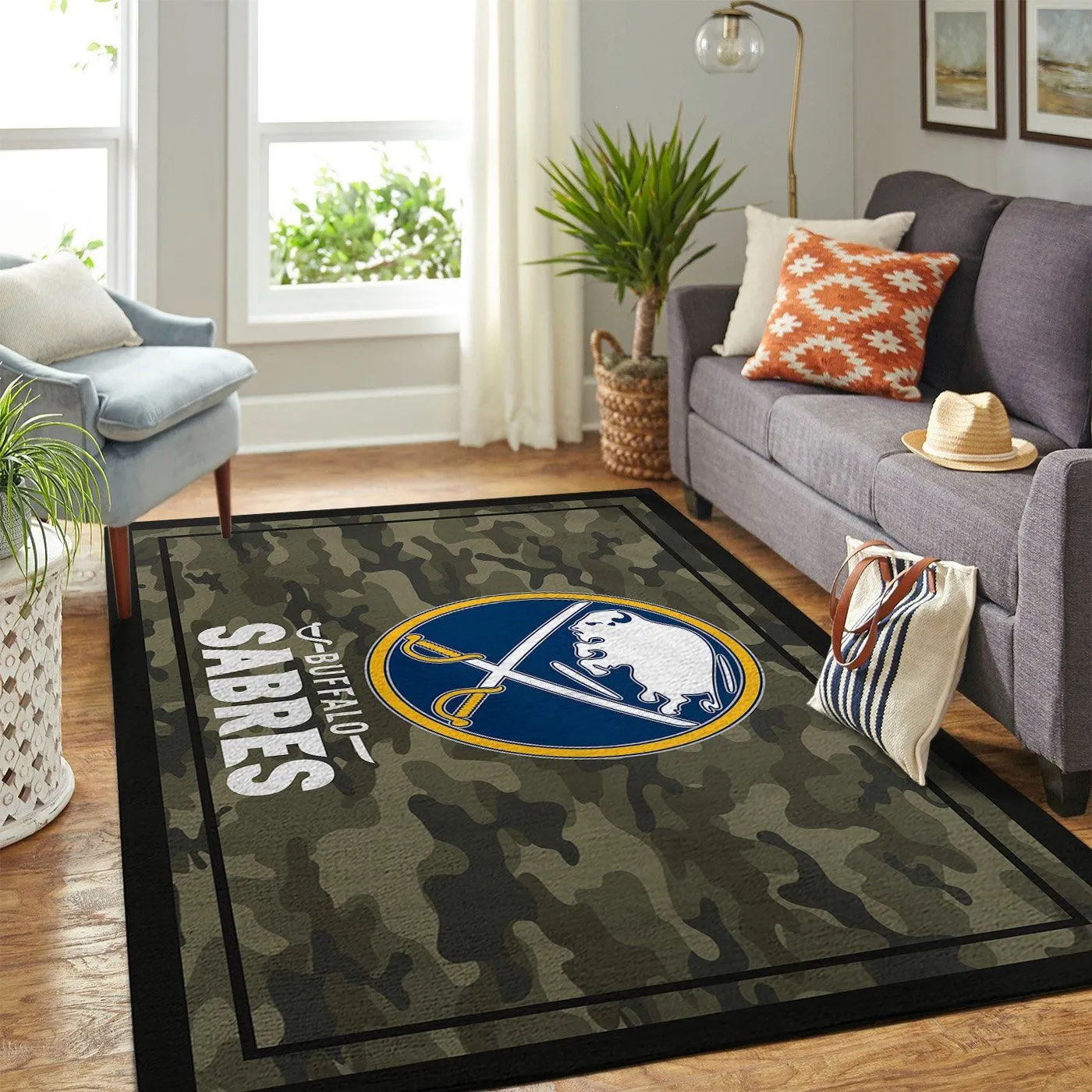Buffalo Sabres NHL Team Logo Camo Style Area Rugs For Living Room Rectangle Rug Bedroom Rugs Carpet Flooring Gift 777YF-8781