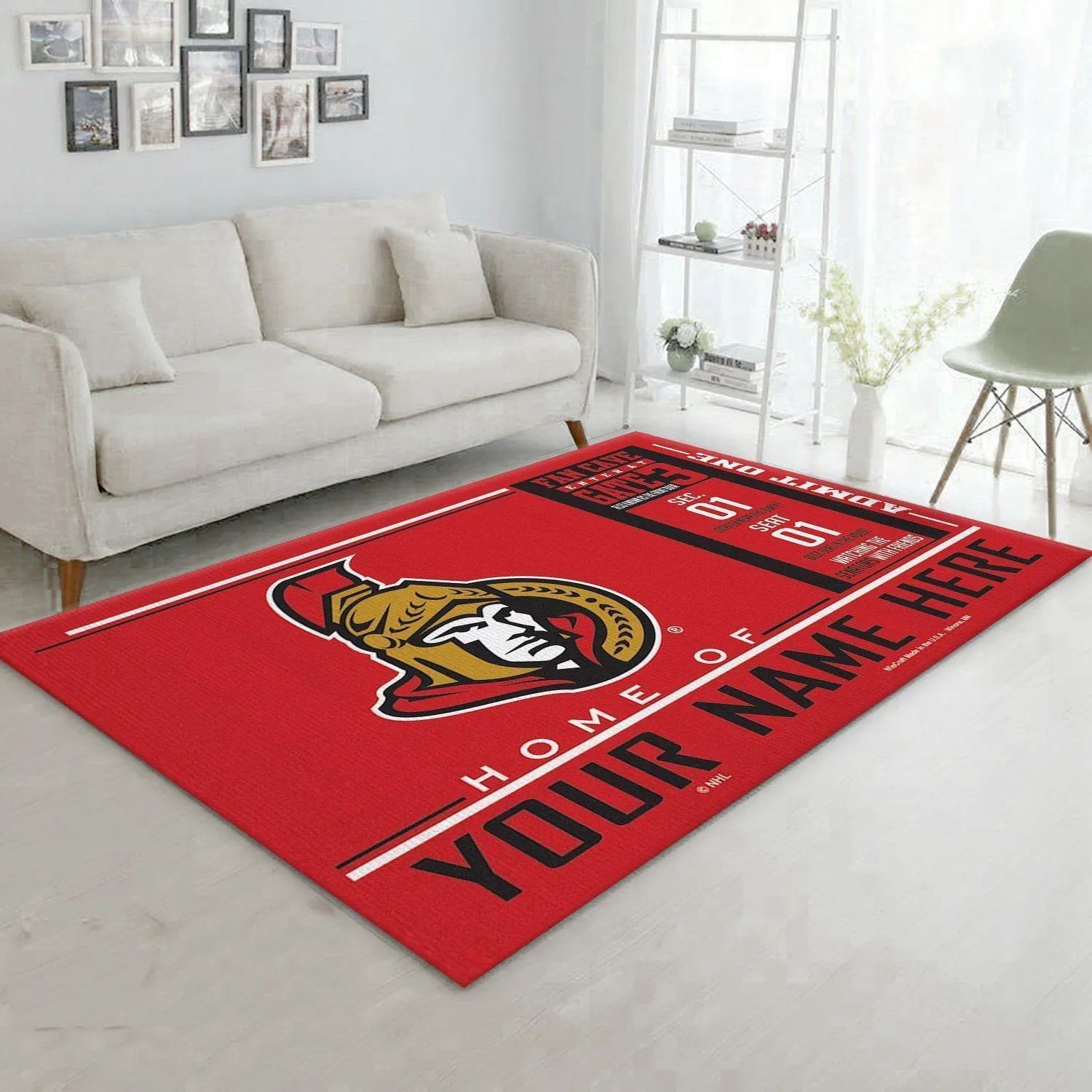 Customizable Ottawa Senators Wincraft Personalized NHL Rug Living Room Rug Family Gift Indoor Outdoor Rugs 519TB-5334