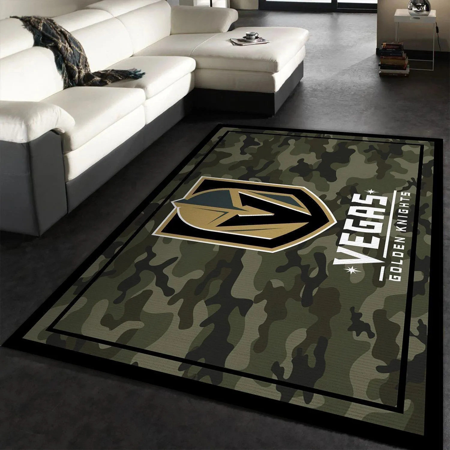 Vegas Golden Knights NHL Team Logo Camo Style Nice Gift Home Decor Area Rug Rugs For Living Room Indoor Outdoor Rugs 441KQ-8538