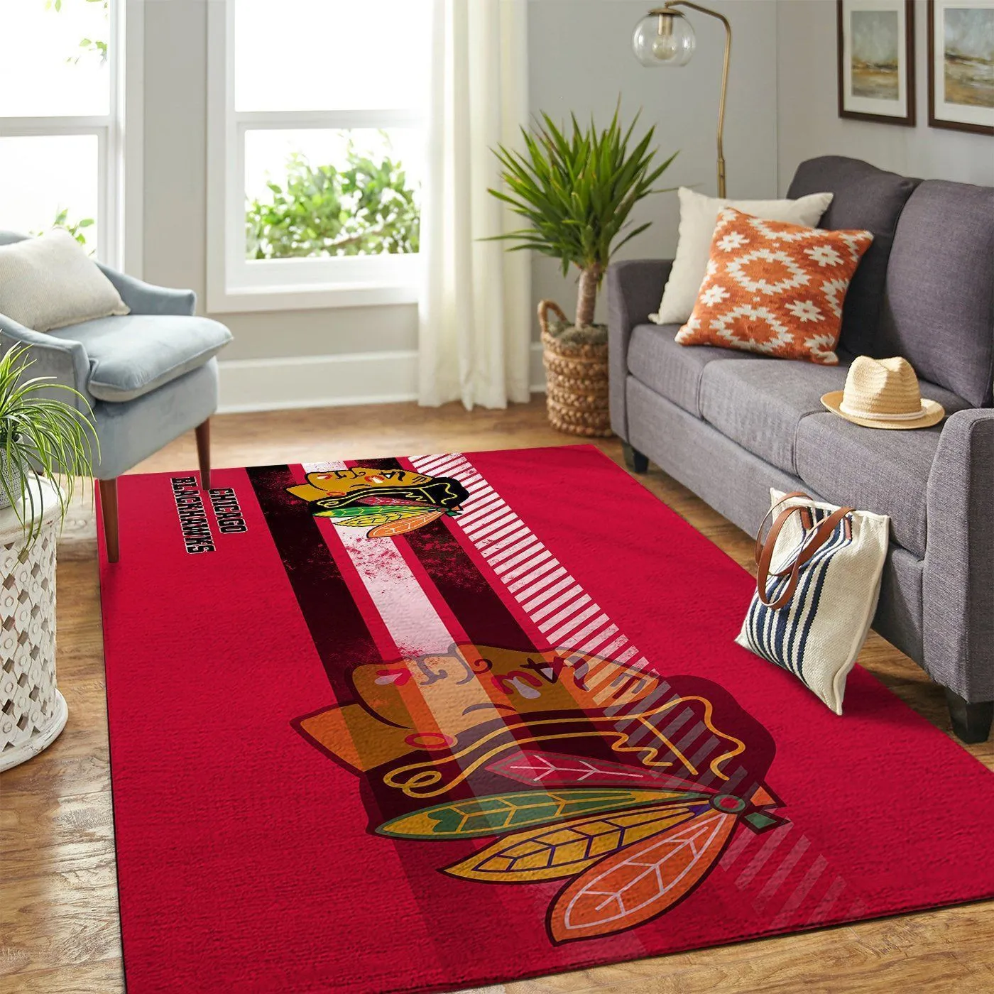 Chicago Blackhawks NHL Team Logo Nice Gift Home Decor Rectangle Area Rug Indoor Outdoor Rugs 198YY-1110