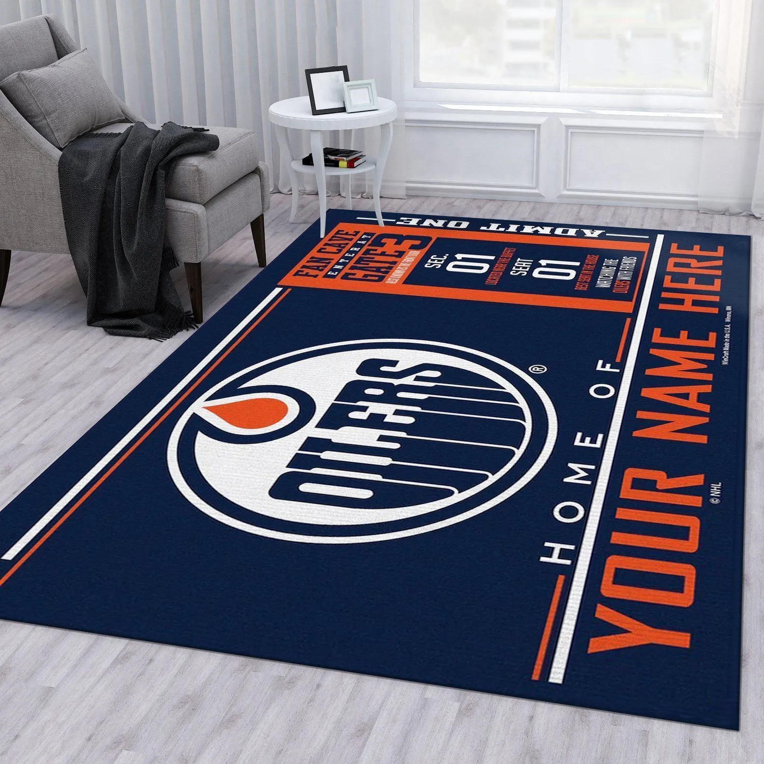 Customizable Edmonton Oilers Wincraft Personalized NHL Area Rug Bedroom Rug Family Gift Indoor Outdoor Rugs 957FZ-2311