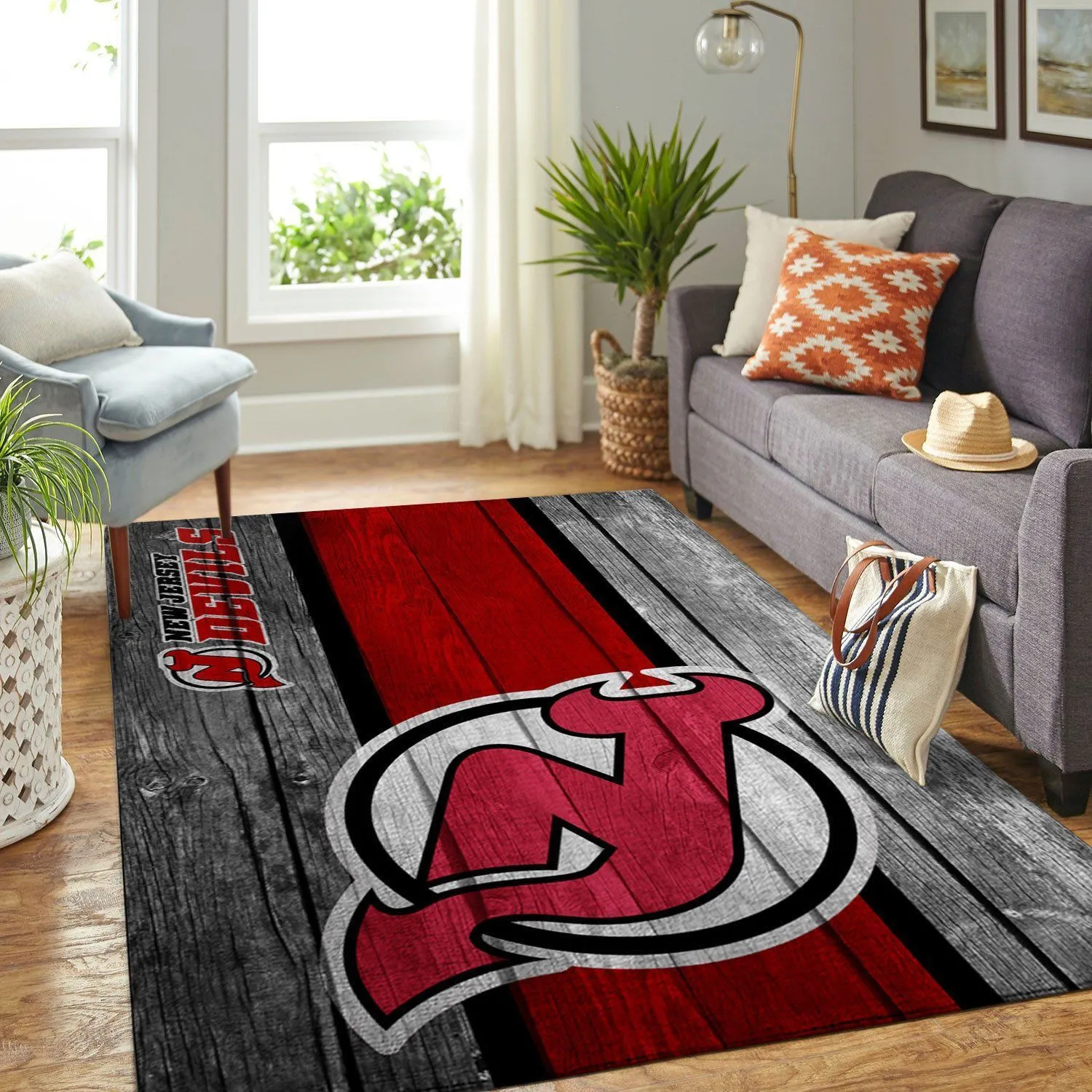 New Jersey Devils NHL Team Logo Wooden Style Nice Gift Home Decor Rectangle Area Rug Indoor Outdoor Rugs 846AC-4147