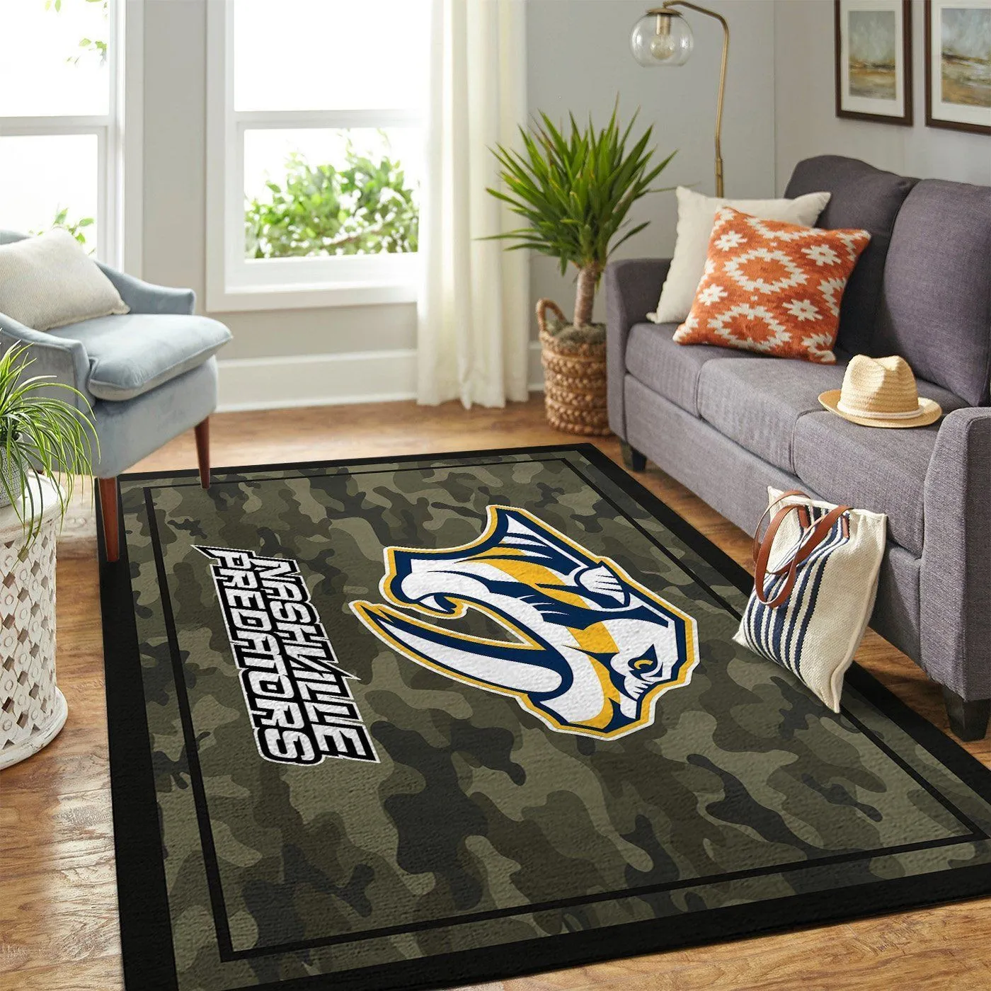 Nashville Predators NHL Team Logo Camo Style Nice Gift Home Decor Area Rug Rugs For Living Room Indoor Outdoor Rugs 313SQ-2395