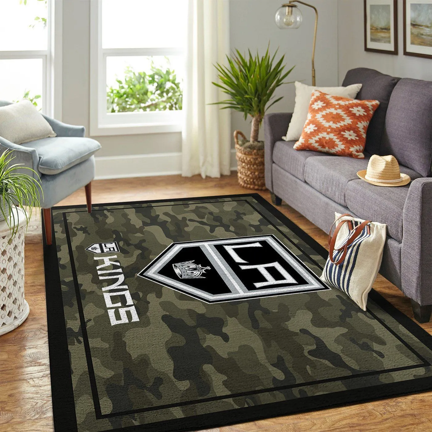 Los Angeles Kings NHL Team Logo Camo Style Nice Gift Rectangle Area Rugs Carpet For Living Room, Bedroom, Kitchen Rugs, Non-Slip Carpet 414FT-5771