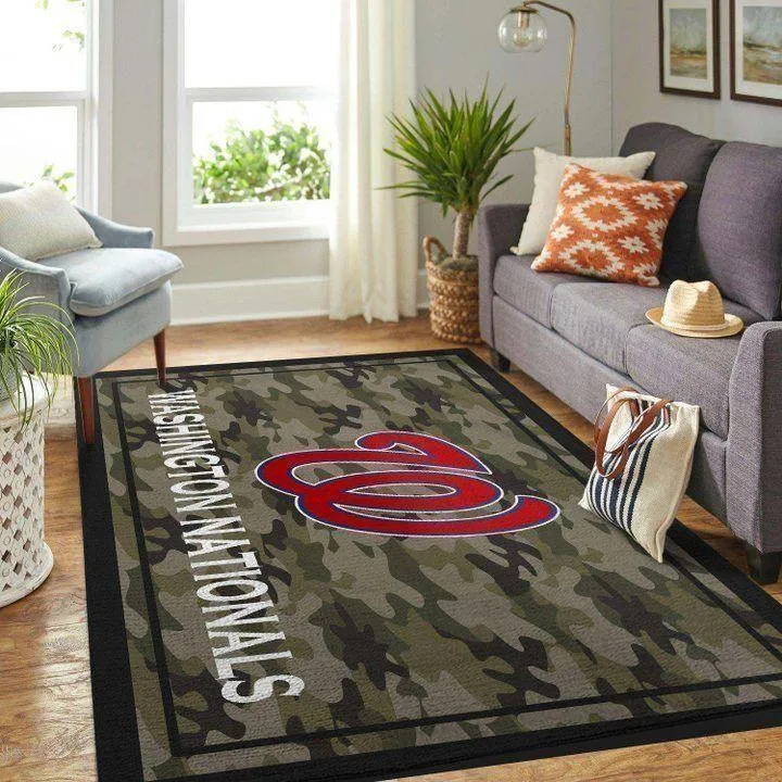 Washington Nationals Camo Area Rug Living Room Rug Mlb Team Logo Rug 588JI-2616