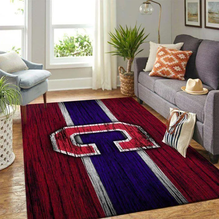 Cleveland Indians Area Rug MLB Baseball Team Logo Wooden Style Rug 261QY-9237