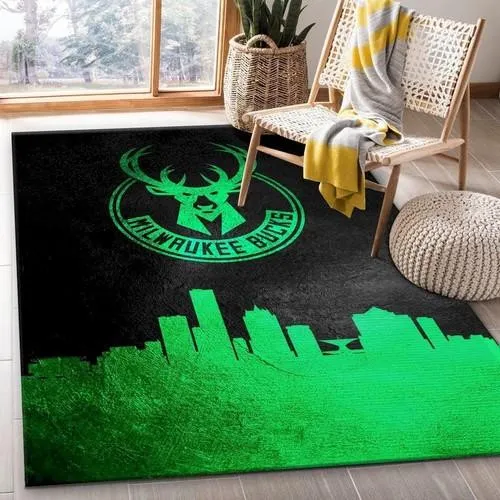 Milwaukee Bucks Skyline NBA Team Logo Area Rug Bedroom Us Gift 816PW-6696