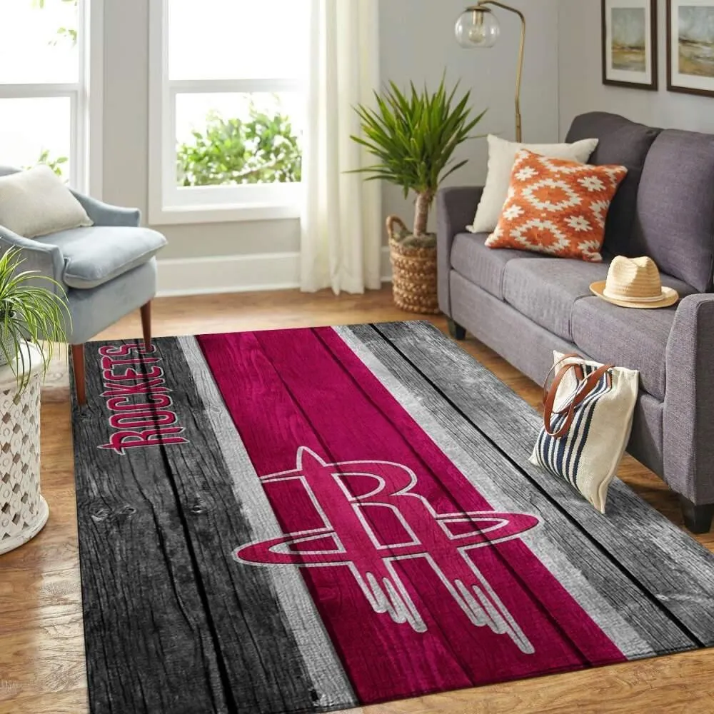 Houston Rockets Nba Wooden Style Living Room Rug Regtangle 634SM-8451