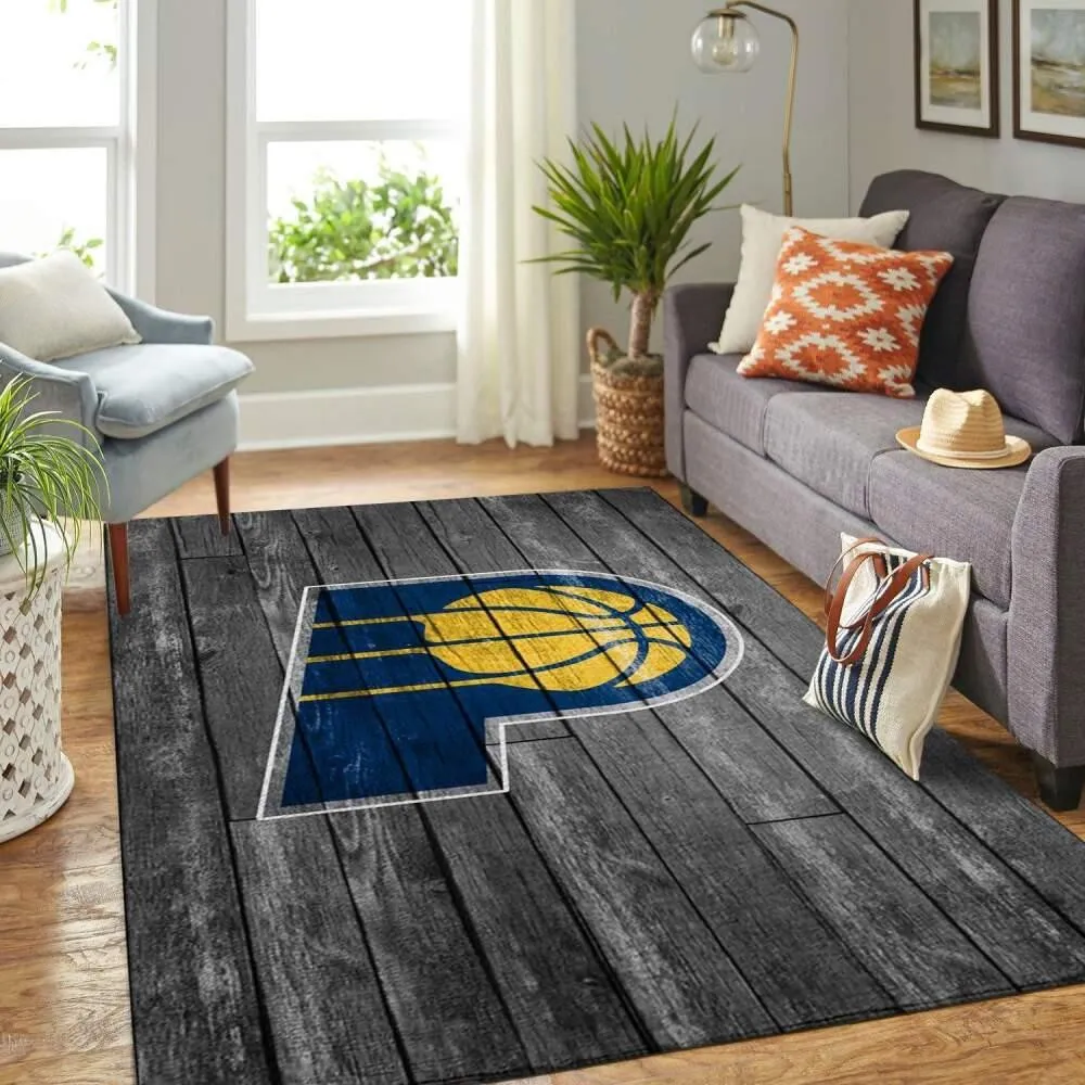 Indiana Pacers Nba Wooden Style Living Room Carpet Sports Rug Regtangle 491EG-4269