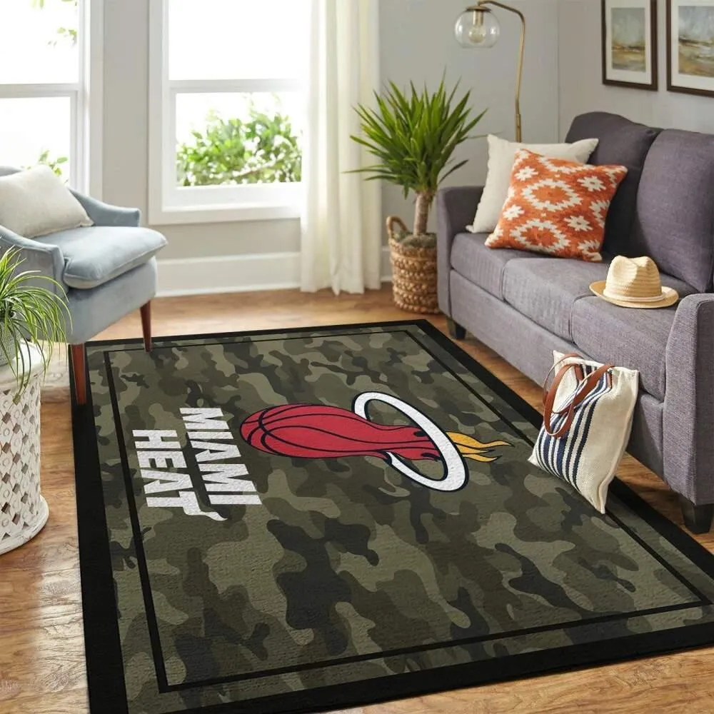 Miami Heat Nba Area Rugs Camo Style Living Room Carpet Regtangle 450XB-8319