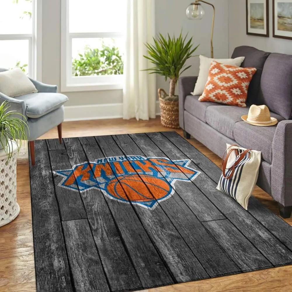 New York Knicks Nba Area Rugs Living Room Carpet Gray Wooden Regtangle 664SX-9519