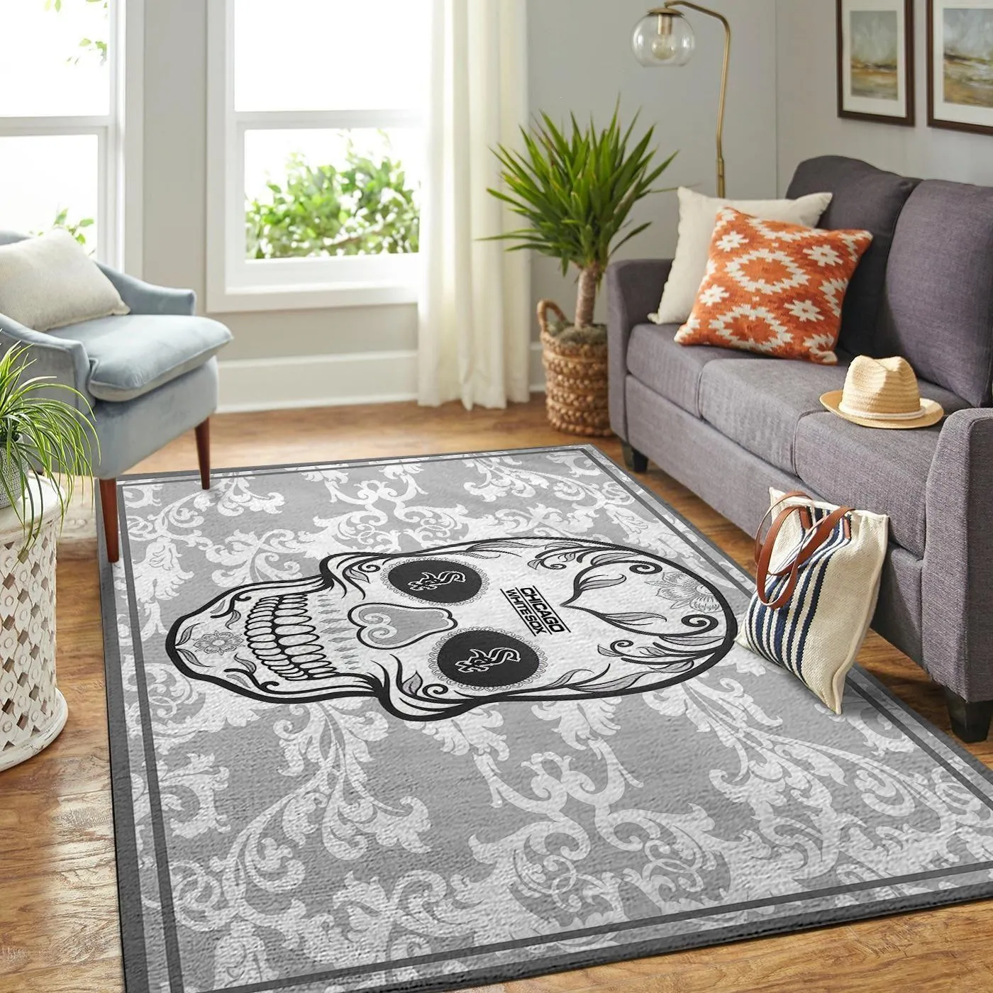 Chicago White Sox MLB Area Rugs Team Logo Skull Style Living Room Carpet Sports Rug Regtangle Carpet Floor Decor Home 925JH-1891