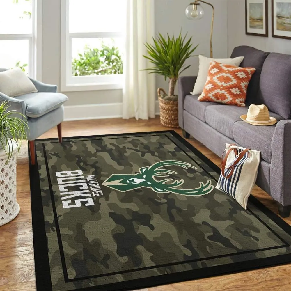 Milwaukee Bucks Nba Area Rugs Living Room Carpet Gray Wooden Regtangle Carpet 934MT-4628