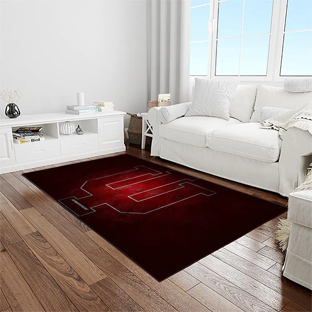 NCAA Indiana Hoosiers College Sport Basketball And Foolball Team Logo Rectangle Area Rug 674MG-8297