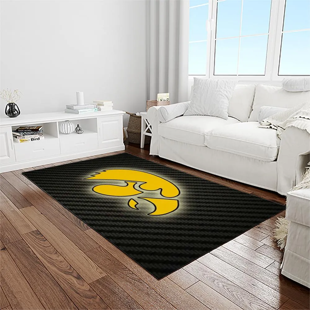 NCAA Iowa Hawkeyes College Sport Basketball And Foolball Team Logo Rectangle Area Rug 337HA-5672