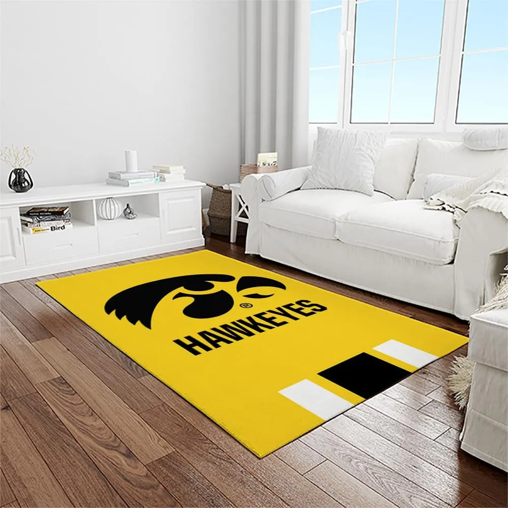 NCAA Iowa Hawkeyes College Sport Basketball And Foolball Team Logo Rectangle Area Rug 116RG-5223