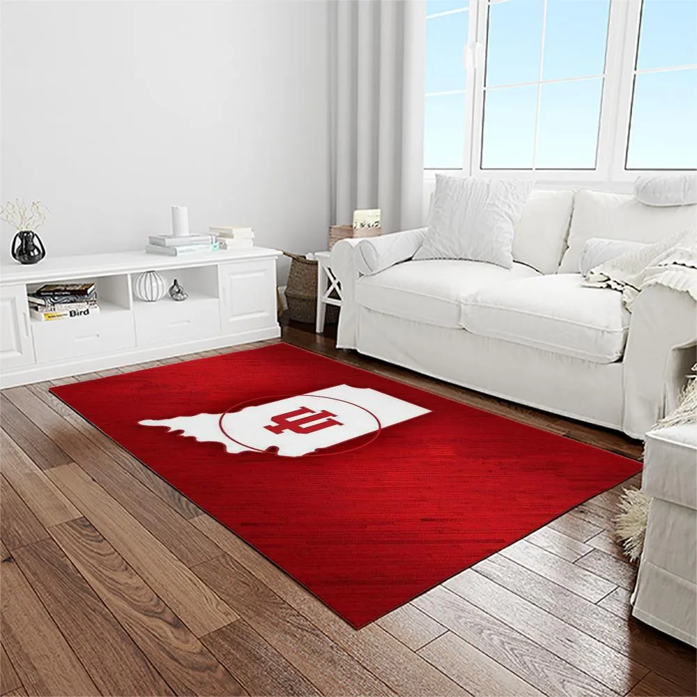 NCAA Indiana Hoosiers College Sport Basketball And Foolball Team Logo Rectangle Area Rug 120BU-5785