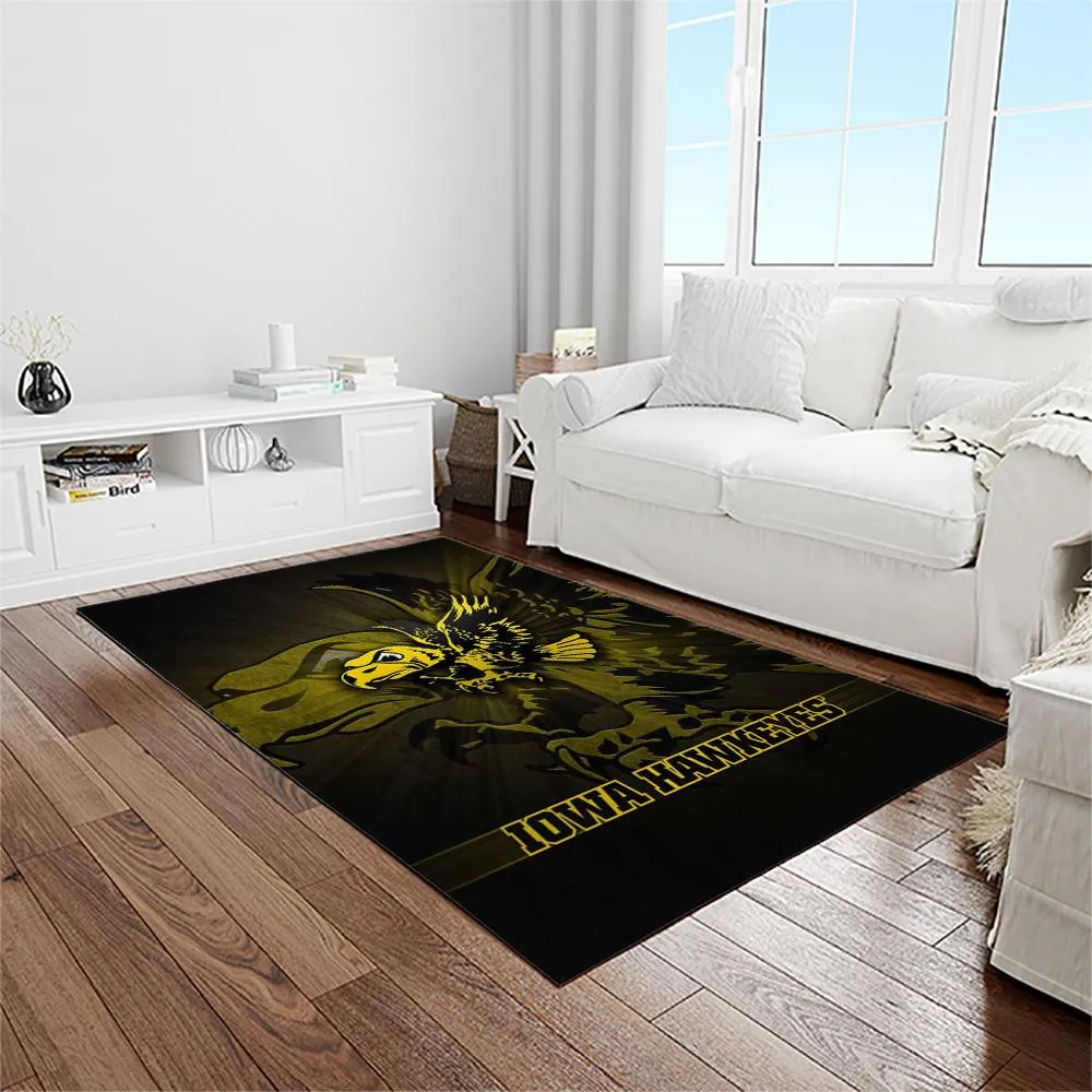 NCAA Iowa Hawkeyes College Sport Basketball And Foolball Team Logo Rectangle Area Rug 617RP-8685