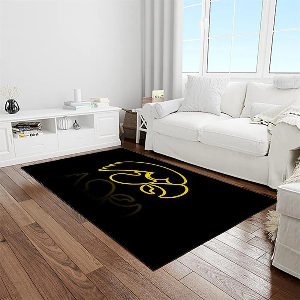 NCAA Iowa Hawkeyes College Sport Basketball And Foolball Team Logo Rectangle Area Rug 639HX-1857