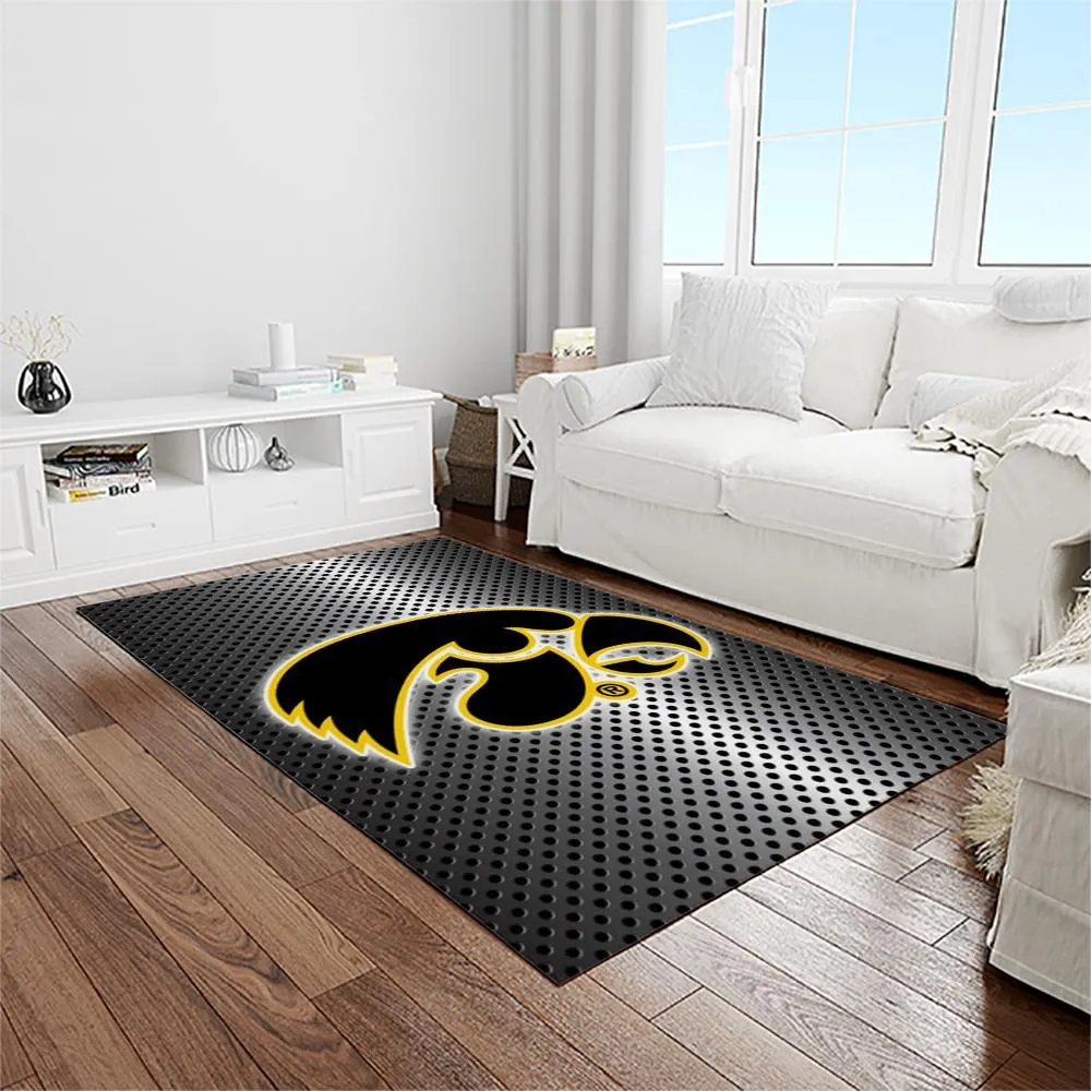 NCAA Iowa Hawkeyes College Sport Basketball And Foolball Team Logo Rectangle Area Rug 121EN-6580