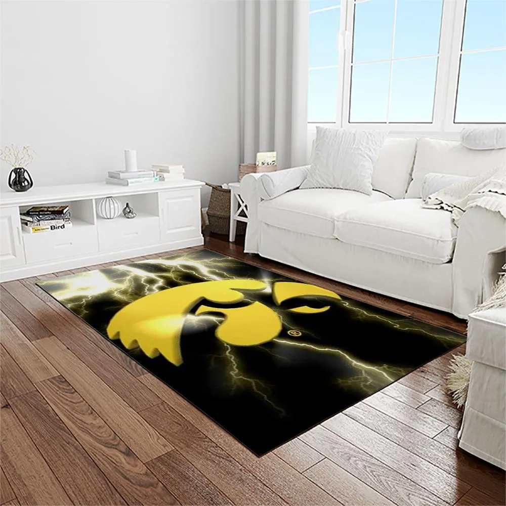 NCAA Iowa Hawkeyes College Sport Basketball And Foolball Team Logo Rectangle Area Rug 640YH-7530