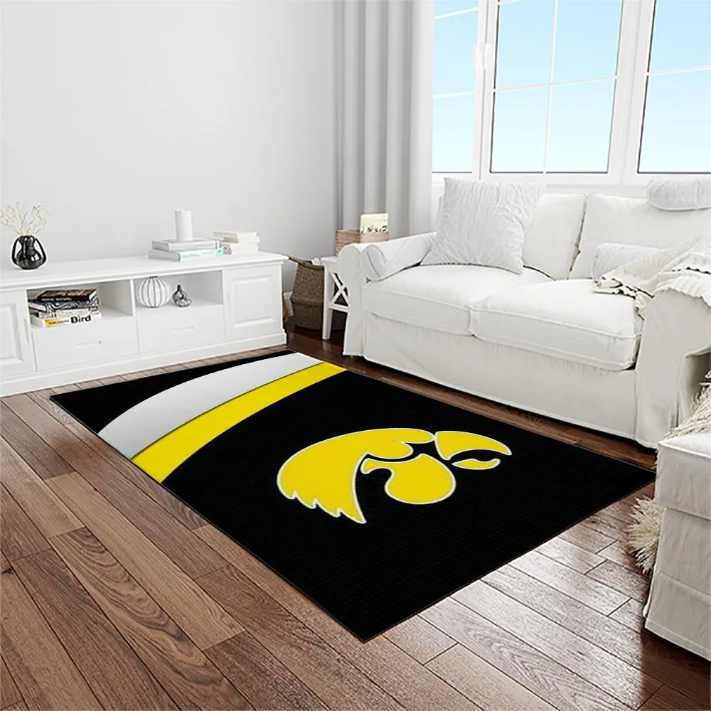 NCAA Iowa Hawkeyes College Sport Basketball And Foolball Team Logo Rectangle Area Rug 430JC-6932