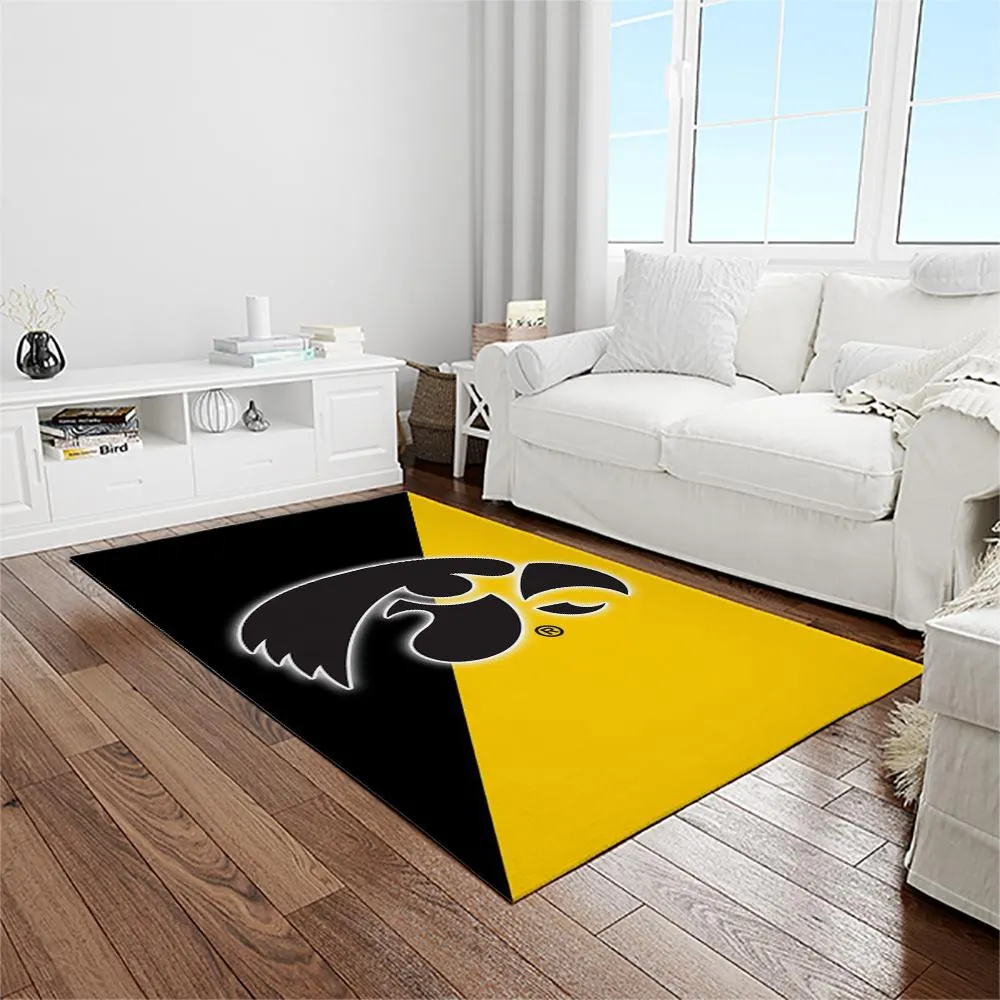 NCAA Iowa Hawkeyes College Sport Basketball And Foolball Team Logo Rectangle Area Rug 863SL-3074