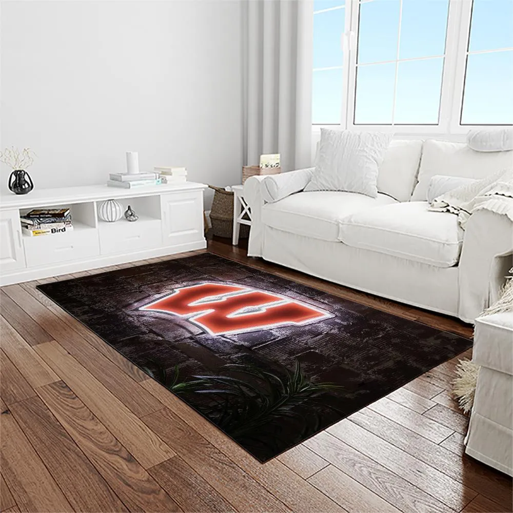 NCAA Wisconsin Badgers College Sport Basketball And Foolball Team Logo Rectangle Area Rug 166DV-3438