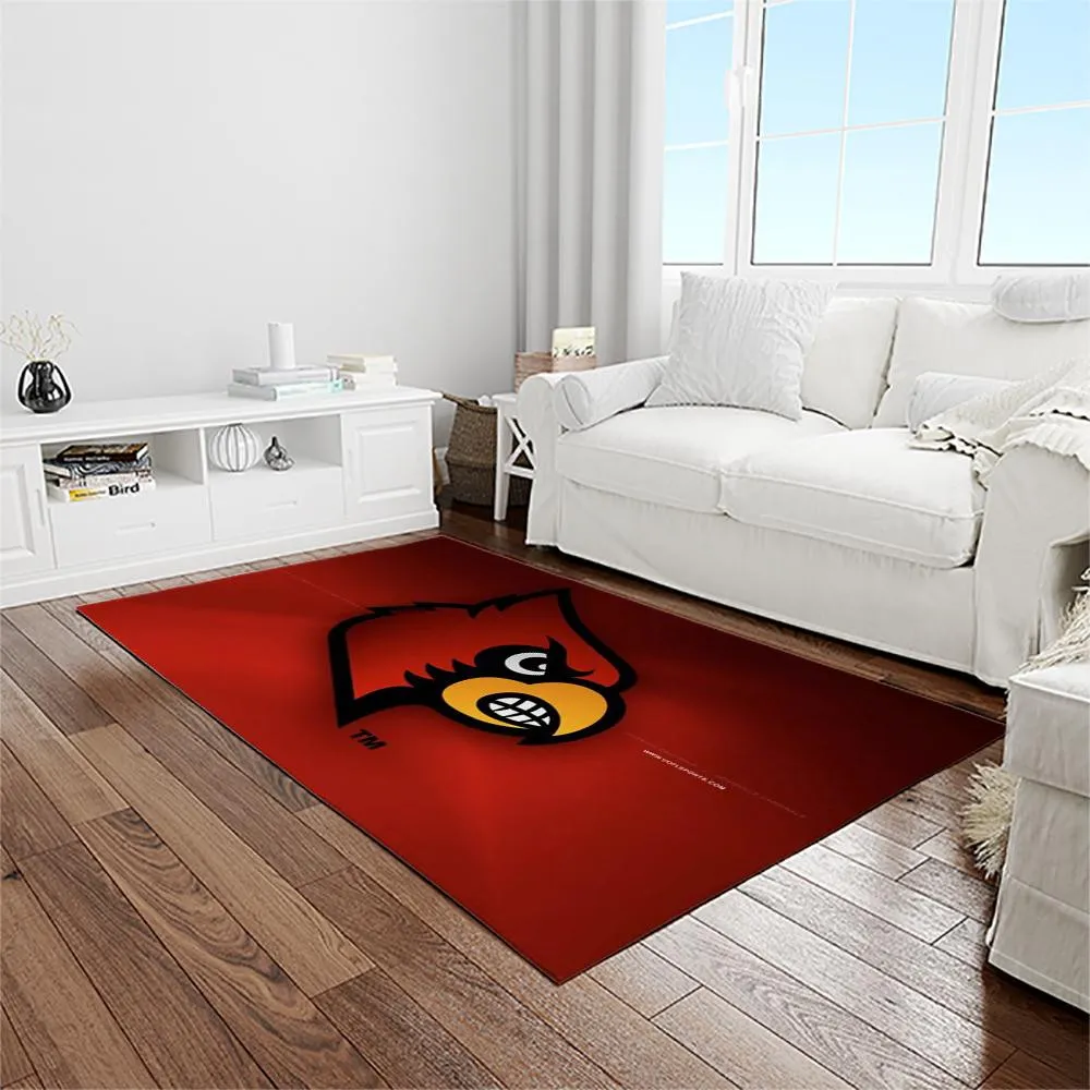 NCAA Louisville Cardinals College Sport Basketball And Foolball Team Logo Rectangle Area Rug 474RR-9508