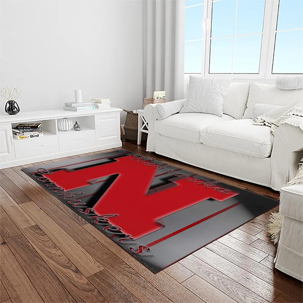 NCAA Nebraska Cornhuskers College Sport Basketball And Foolball Team Logo Rectangle Area Rug 558SX-5503