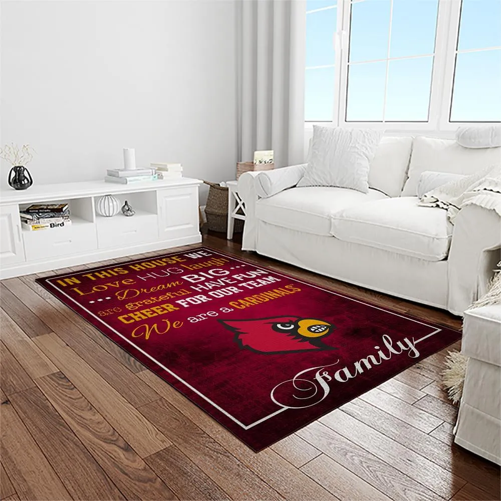 NCAA Louisville Cardinals College Sport Basketball And Foolball Team Logo Rectangle Area Rug 370CO-8465