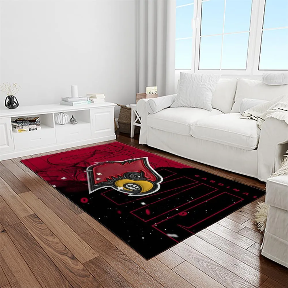 NCAA Louisville Cardinals College Sport Basketball And Foolball Team Logo Rectangle Area Rug 455NM-2353