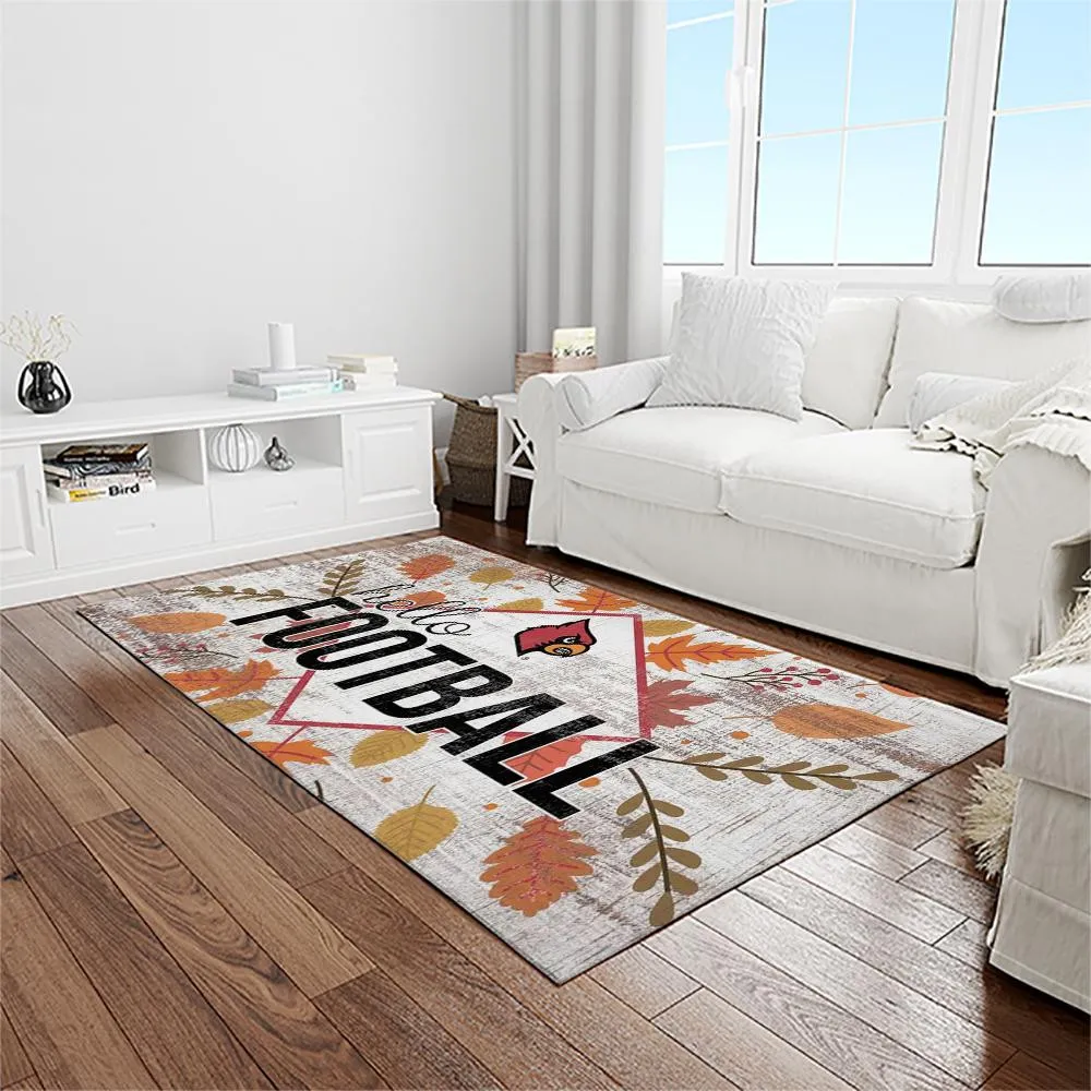 NCAA Louisville Cardinals College Sport Basketball And Foolball Team Logo Rectangle Area Rug 960WF-5613
