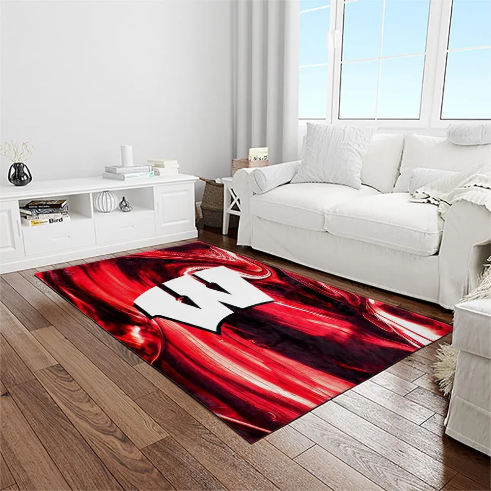 NCAA Wisconsin Badgers College Sport Basketball And Foolball Team Logo Rectangle Area Rug 510WL-3003