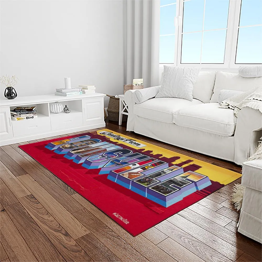 NCAA Louisville Cardinals College Sport Basketball And Foolball Team Logo Rectangle Area Rug 710LK-2240