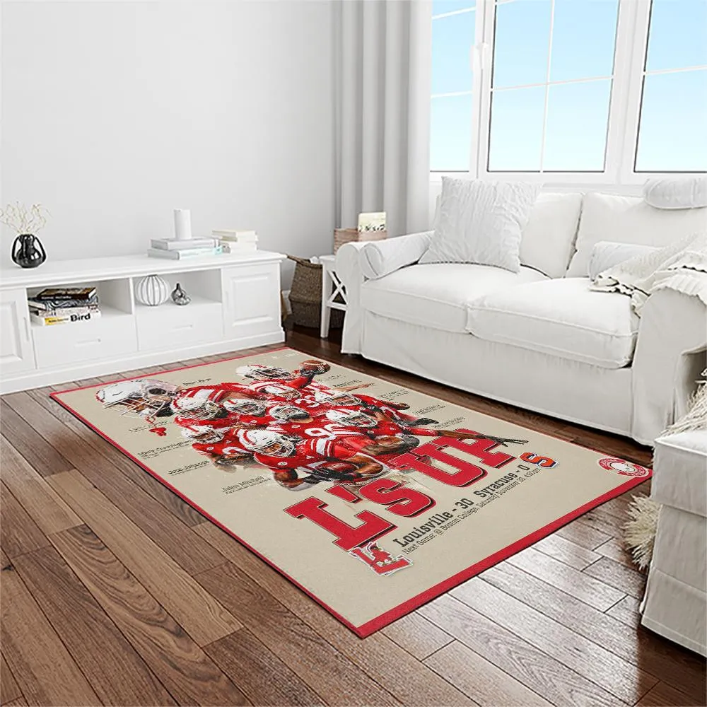 NCAA Louisville Cardinals College Sport Basketball And Foolball Team Logo Rectangle Area Rug 210MR-9077