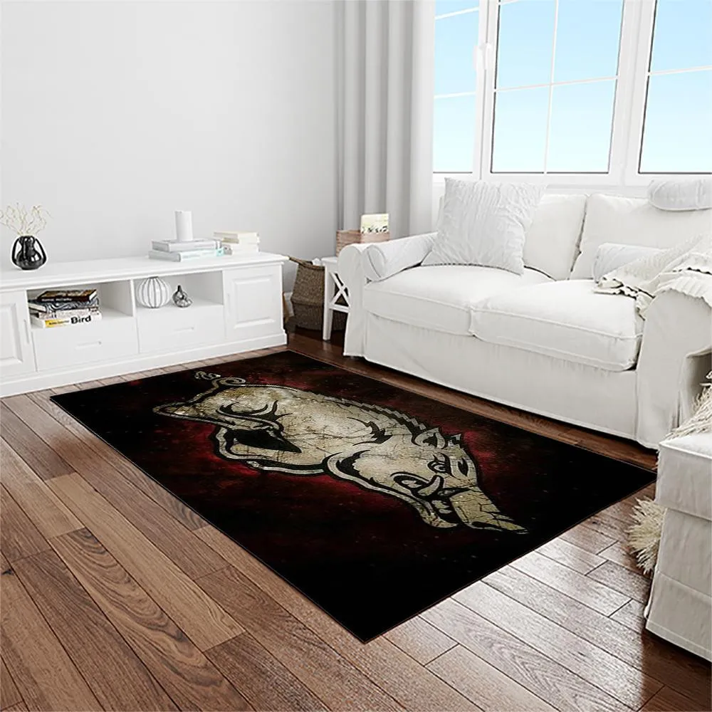 NCAA Arkansas Razorbacks College Sport Basketball And Foolball Team Logo Rectangle Area Rug 277KG-8352